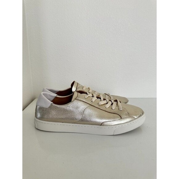 Soludos The Original Ibiza Sneaker Leather Gold Low Top Lace Up School Size 11 - Picture 5 of 10